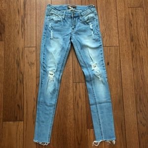 Destroyed Light Wash Denim Jeans